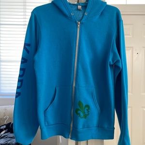 Unisex American Apparel F497 turquoise size M hooded sweatshirt.  See pictures